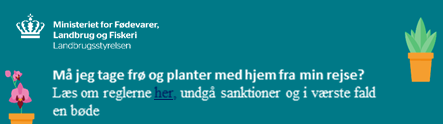 Informationsbanner til de rejsende omkring planter og frø.